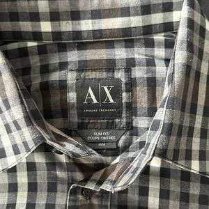 Checkered style button down collared shirt from Armani Exchange.
